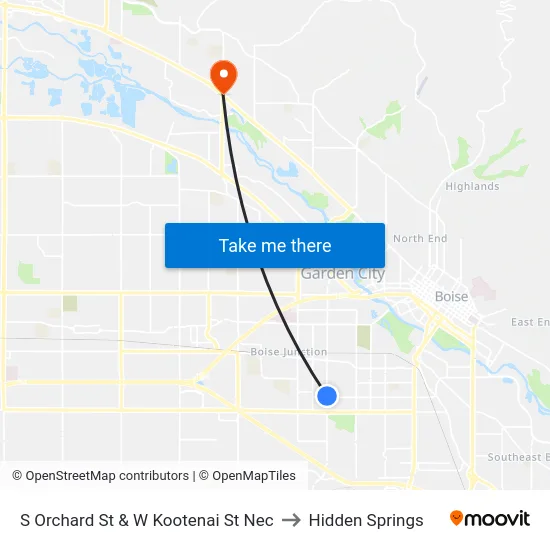 S Orchard St & W Kootenai St Nec to Hidden Springs map