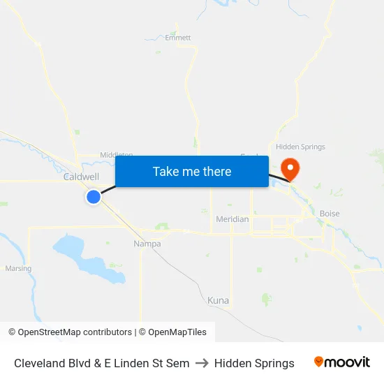 Cleveland Blvd & E Linden St Sem to Hidden Springs map