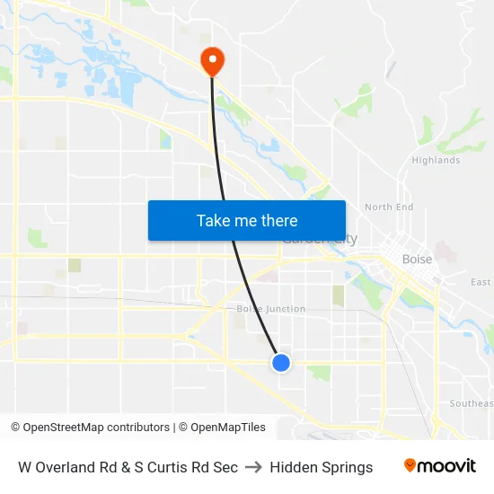 W Overland Rd & S Curtis Rd Sec to Hidden Springs map