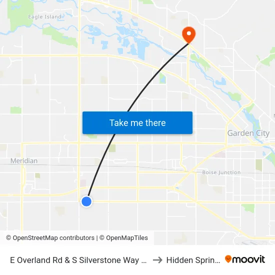 E Overland Rd & S Silverstone Way Nec to Hidden Springs map