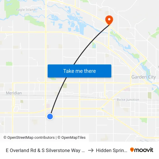 E Overland Rd & S Silverstone Way Sec to Hidden Springs map