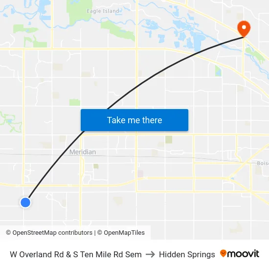 W Overland Rd & S Ten Mile Rd Sem to Hidden Springs map