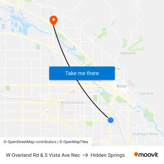 W Overland Rd & S Vista Ave Nec to Hidden Springs map