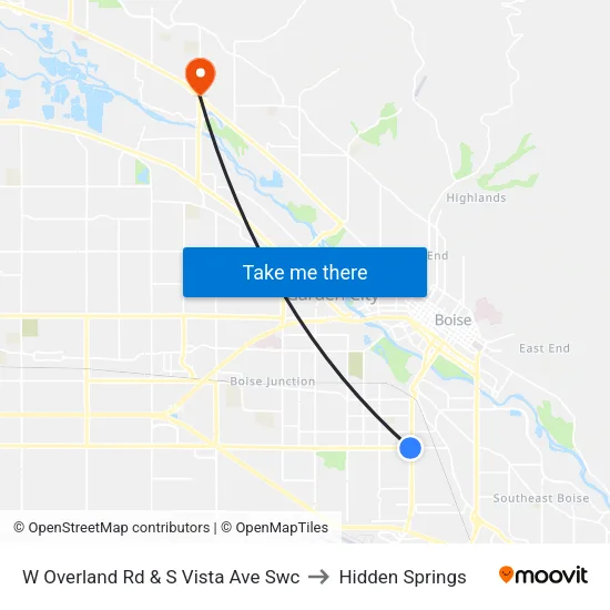 W Overland Rd & S Vista Ave Swc to Hidden Springs map