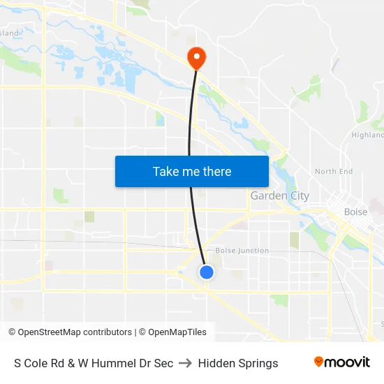 S Cole Rd & W Hummel Dr Sec to Hidden Springs map