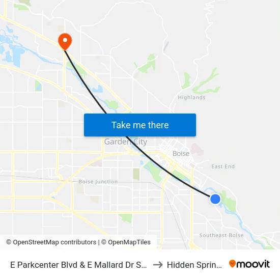E Parkcenter Blvd & E Mallard Dr Sec to Hidden Springs map