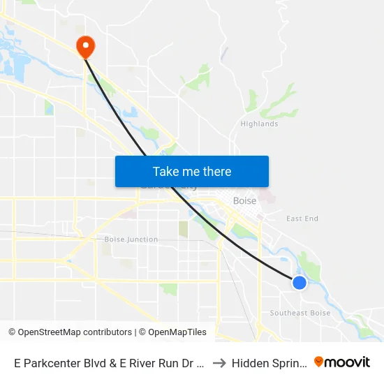 E Parkcenter Blvd & E River Run Dr Sec to Hidden Springs map