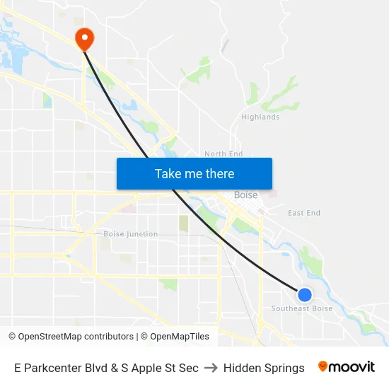 E Parkcenter Blvd & S Apple St Sec to Hidden Springs map