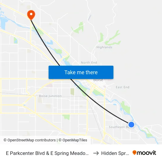 E Parkcenter Blvd & E Spring Meadow Ln Sec to Hidden Springs map
