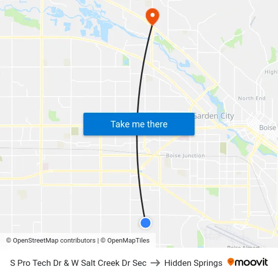 S Pro Tech Dr & W Salt Creek Dr Sec to Hidden Springs map