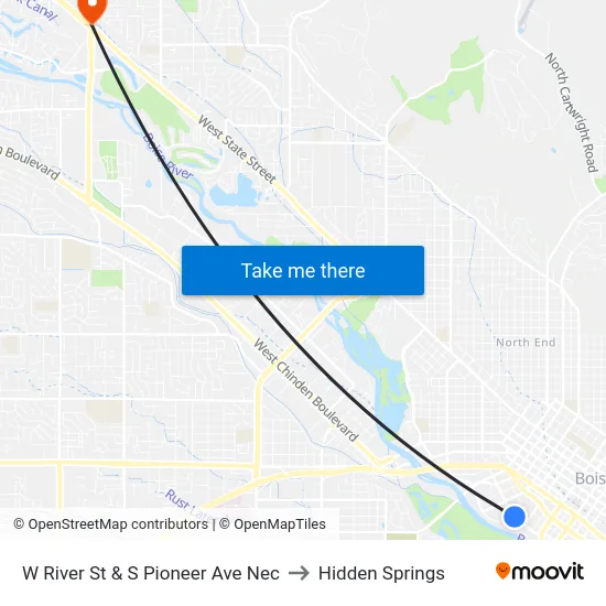 W River St & S Pioneer Ave Nec to Hidden Springs map