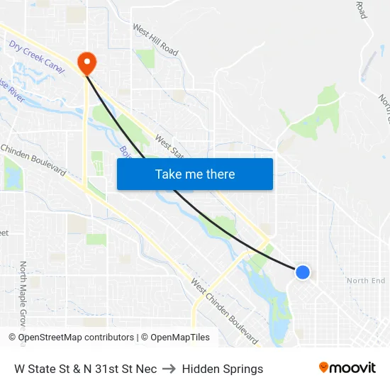 W State St & N 31st St Nec to Hidden Springs map