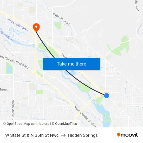 W State St & N 35th St Nwc to Hidden Springs map
