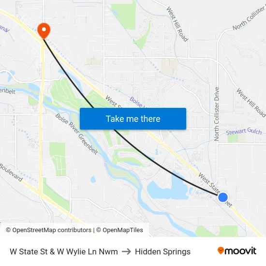 W State St & W Wylie Ln Nwm to Hidden Springs map