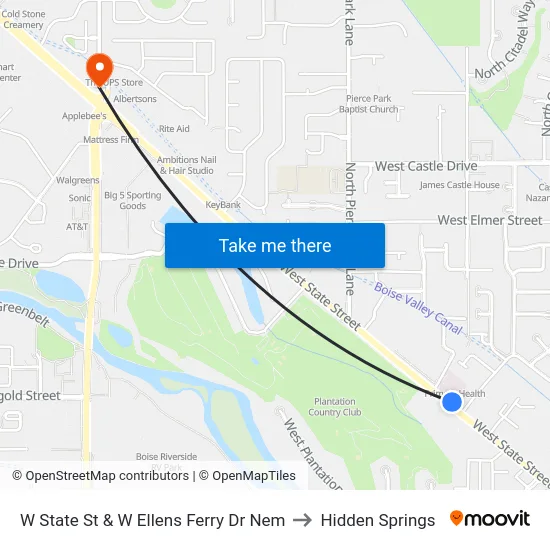 W State St & W Ellens Ferry Dr Nem to Hidden Springs map