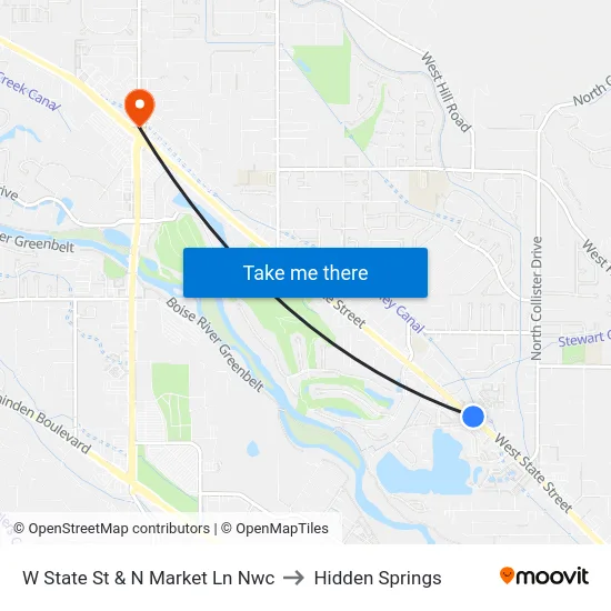 W State St & N Market Ln Nwc to Hidden Springs map