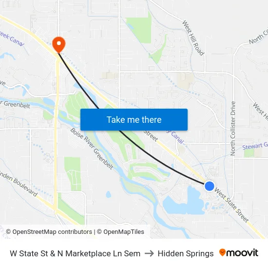 W State St & N Marketplace Ln Sem to Hidden Springs map