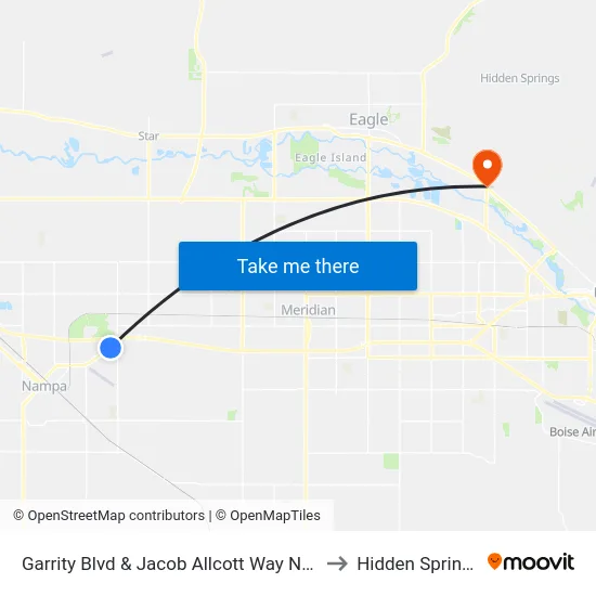 Garrity Blvd & Jacob Allcott Way Nwc to Hidden Springs map