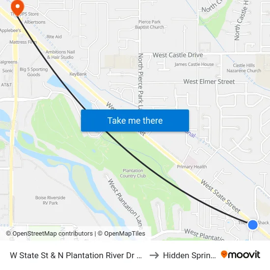 W State St & N Plantation River Dr Swc to Hidden Springs map