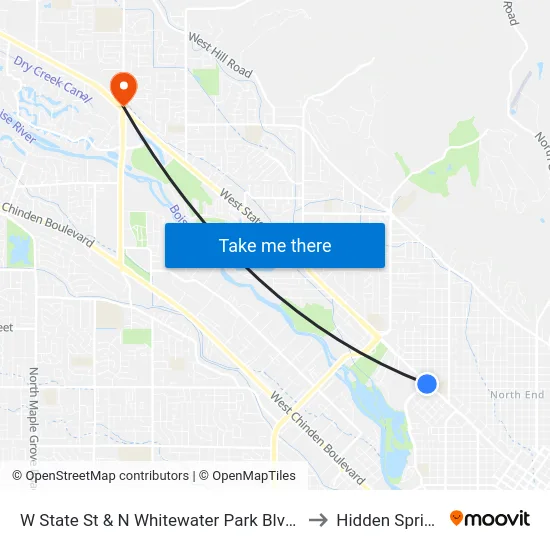 W State St & N Whitewater Park Blvd Sec to Hidden Springs map