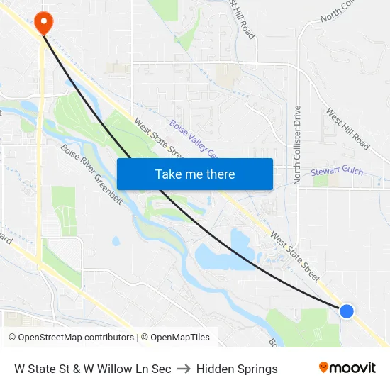 W State St & W Willow Ln Sec to Hidden Springs map