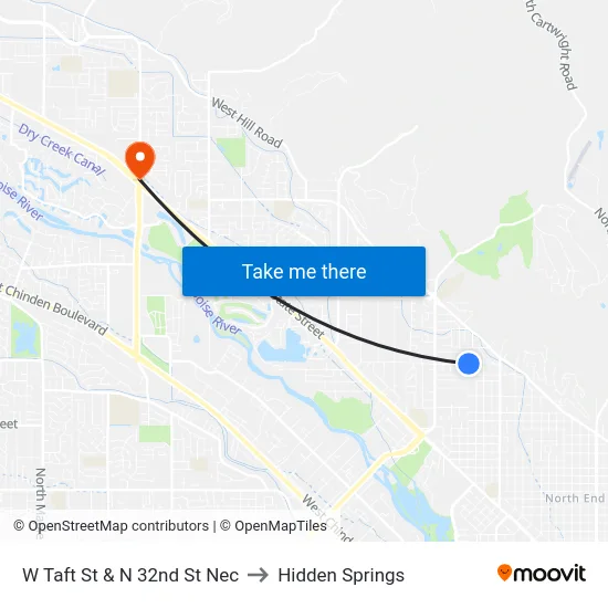W Taft St & N 32nd St Nec to Hidden Springs map