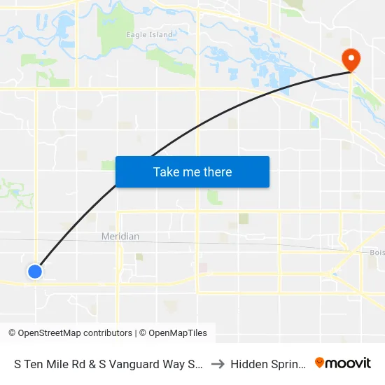 S Ten Mile Rd & S Vanguard Way Swc to Hidden Springs map
