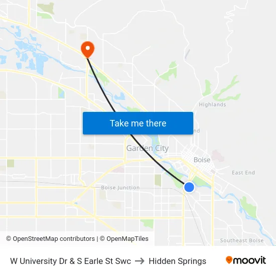 W University Dr & S Earle St Swc to Hidden Springs map