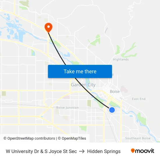 W University Dr & S Joyce St Sec to Hidden Springs map