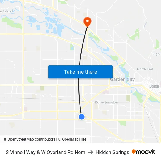 S Vinnell Way & W Overland Rd Nem to Hidden Springs map