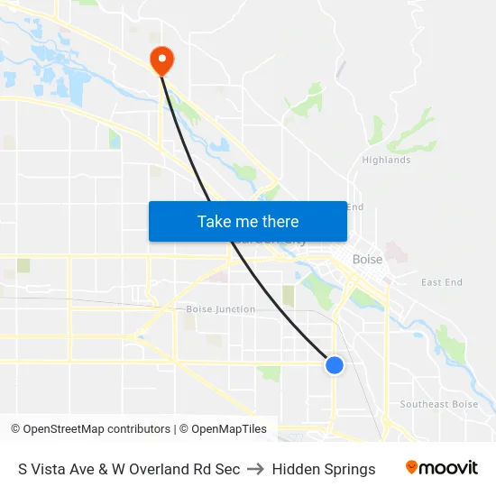 S Vista Ave & W Overland Rd Sec to Hidden Springs map