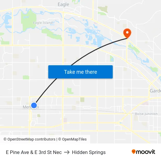 E Pine Ave & E 3rd St Nec to Hidden Springs map