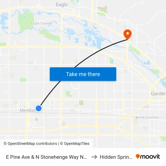 E Pine Ave & N Stonehenge Way Nwm to Hidden Springs map