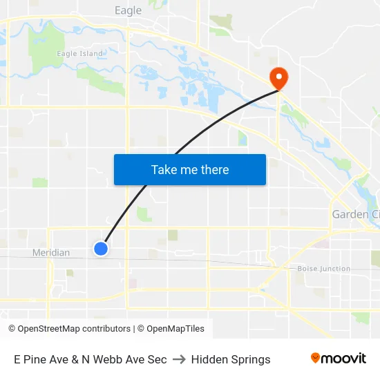 E Pine Ave & N Webb Ave Sec to Hidden Springs map