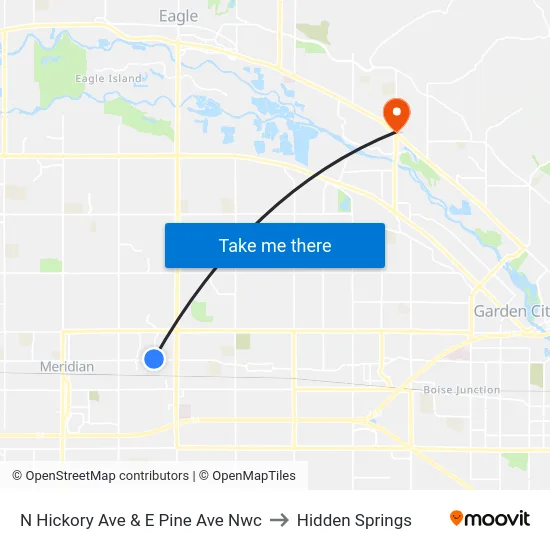 N Hickory Ave & E Pine Ave Nwc to Hidden Springs map