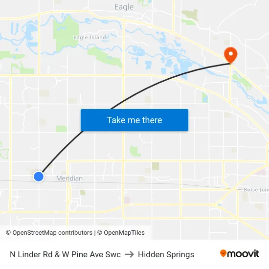 N Linder Rd & W Pine Ave Swc to Hidden Springs map