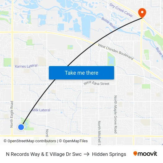 N Records Way & E Village Dr Swc to Hidden Springs map