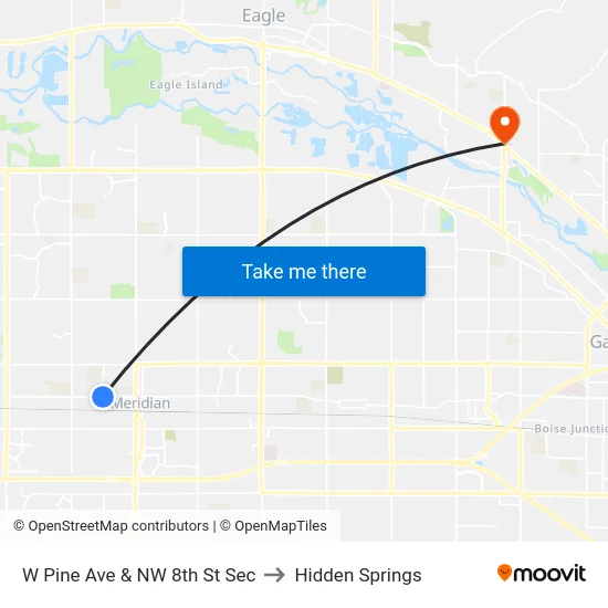 W Pine Ave & NW 8th St Sec to Hidden Springs map