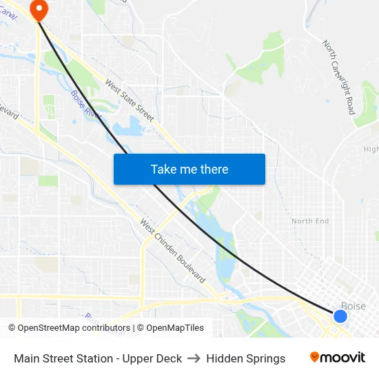 Main Street Station - Upper Deck to Hidden Springs map