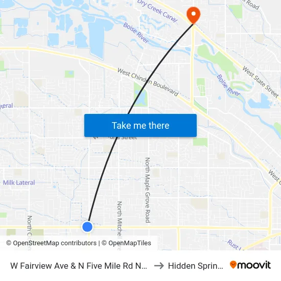 W Fairview Ave & N Five Mile Rd Nwc to Hidden Springs map