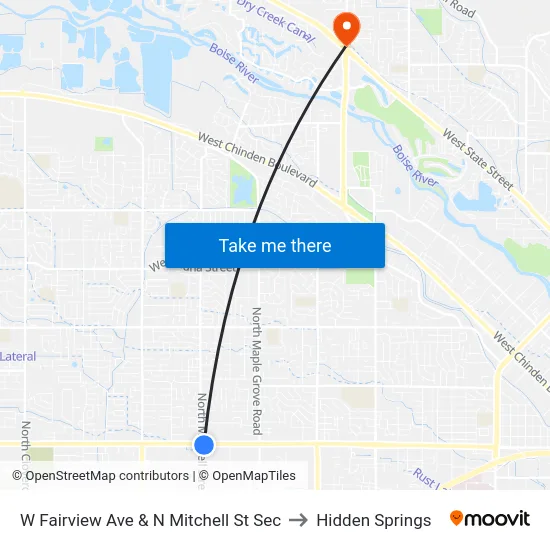 W Fairview Ave & N Mitchell St Sec to Hidden Springs map
