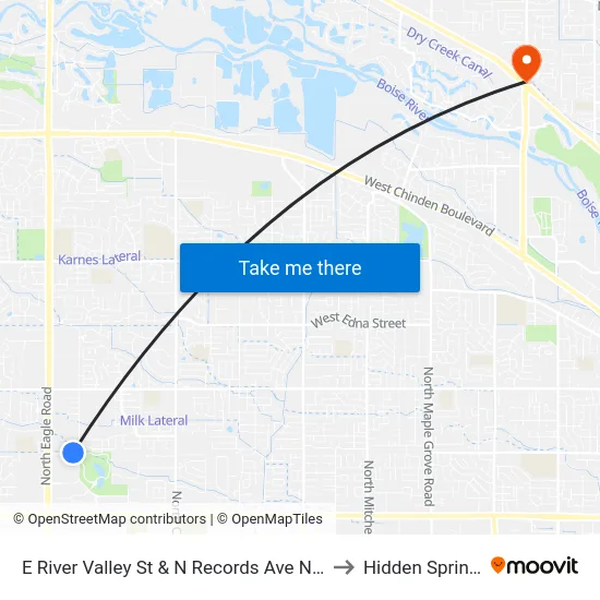 E River Valley St & N Records Ave Nwm to Hidden Springs map