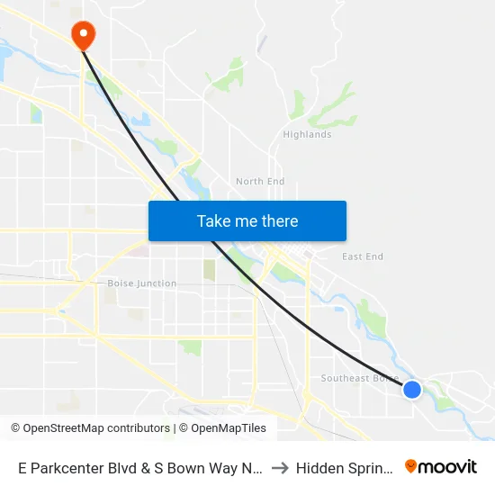 E Parkcenter Blvd & S Bown Way Nec to Hidden Springs map