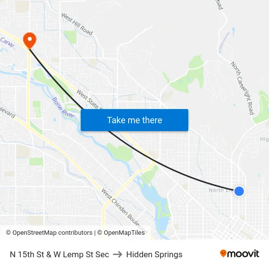 N 15th St & W Lemp St Sec to Hidden Springs map