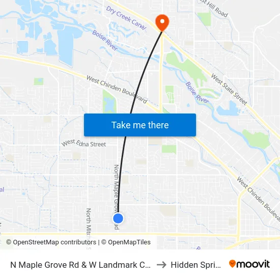 N Maple Grove Rd & W Landmark Ct Sec to Hidden Springs map