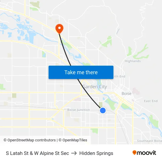 S Latah St & W Alpine St Sec to Hidden Springs map