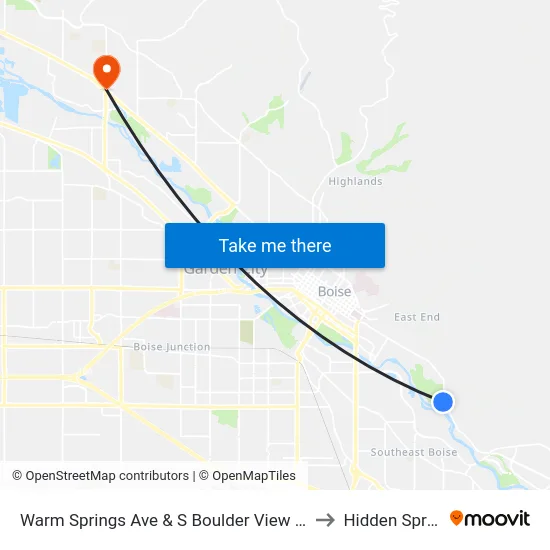 Warm Springs Ave & S Boulder View Ln Nwm to Hidden Springs map