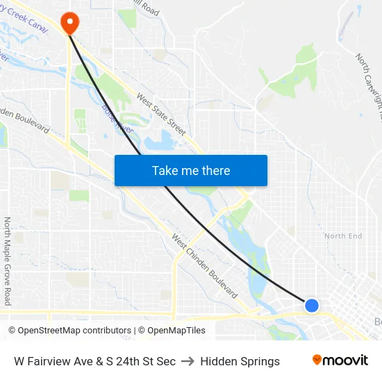 W Fairview Ave & S 24th St Sec to Hidden Springs map