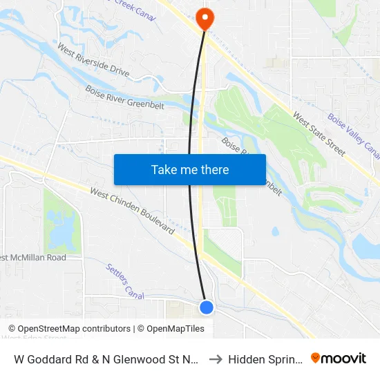 W Goddard Rd & N Glenwood St Nwm to Hidden Springs map
