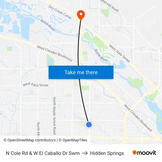 N Cole Rd & W El Caballo Dr Swm to Hidden Springs map